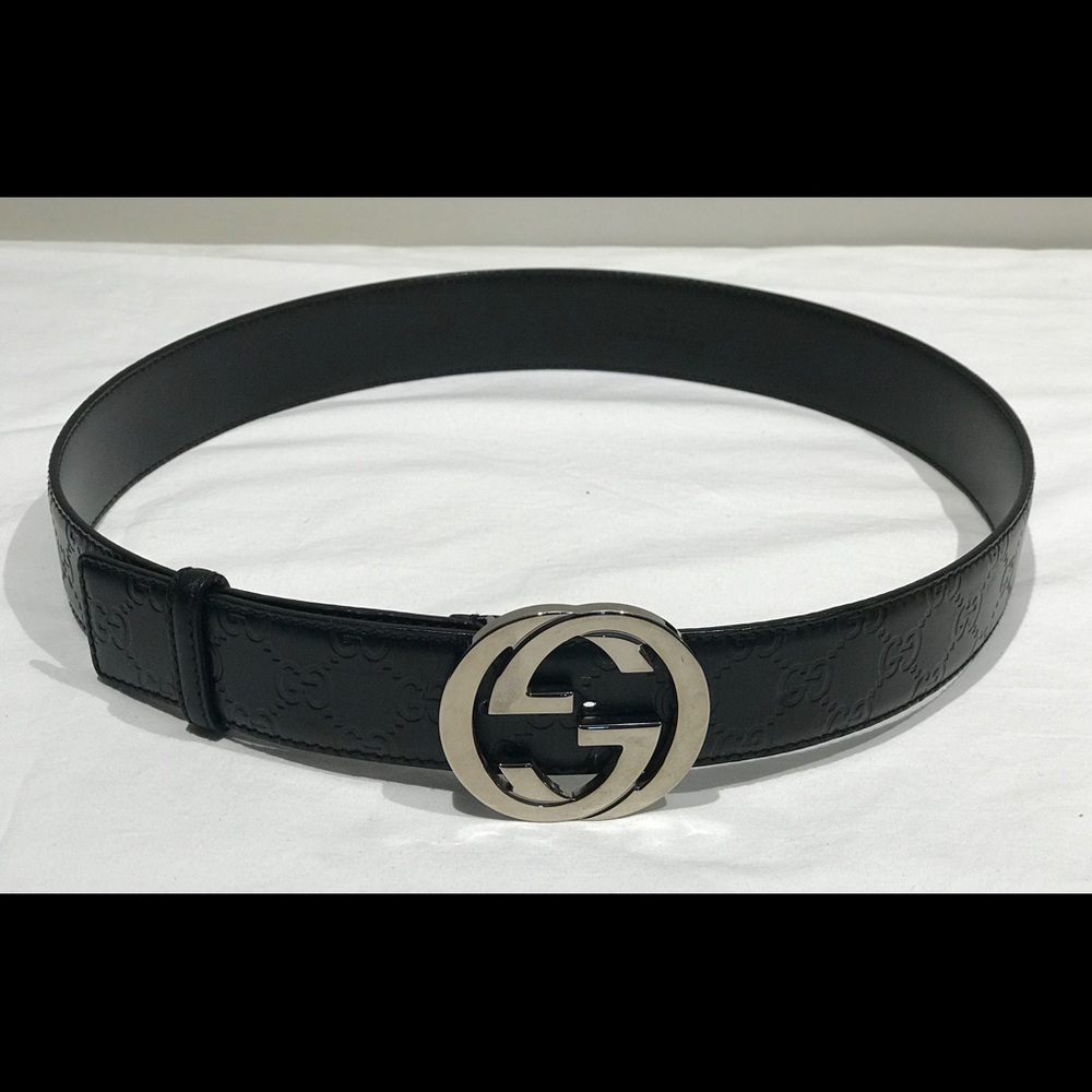 Gucci Belt Black Guccissima Interlocking GG 114876
